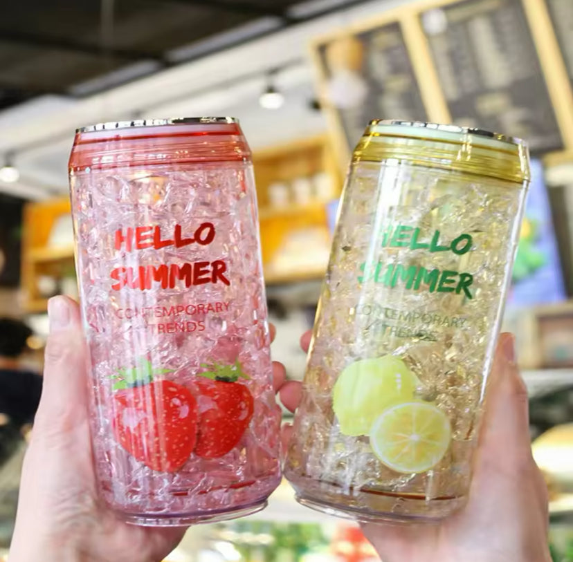 Hello Summer Water Bottle, Double Straw Cold Drink Cup, Creative Milk Box Style Water Bottle, Outdoor Thermos Cup, Summer Glass Drinking Water Bottle Hello Summer Water Bottle, Double Straw Cold Drink Cup, Creative Milk Box Style Water Bottle, Outdoor Thermos Cup, Summer Glass Drinking Water Bottle